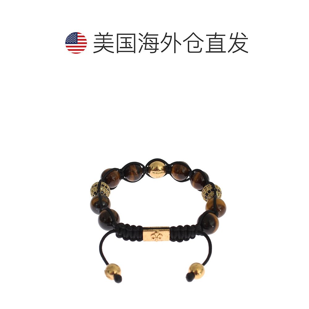 Nialaya CZ Tigers Eye 925 Women's Bracelet brown【美国奥莱-图1