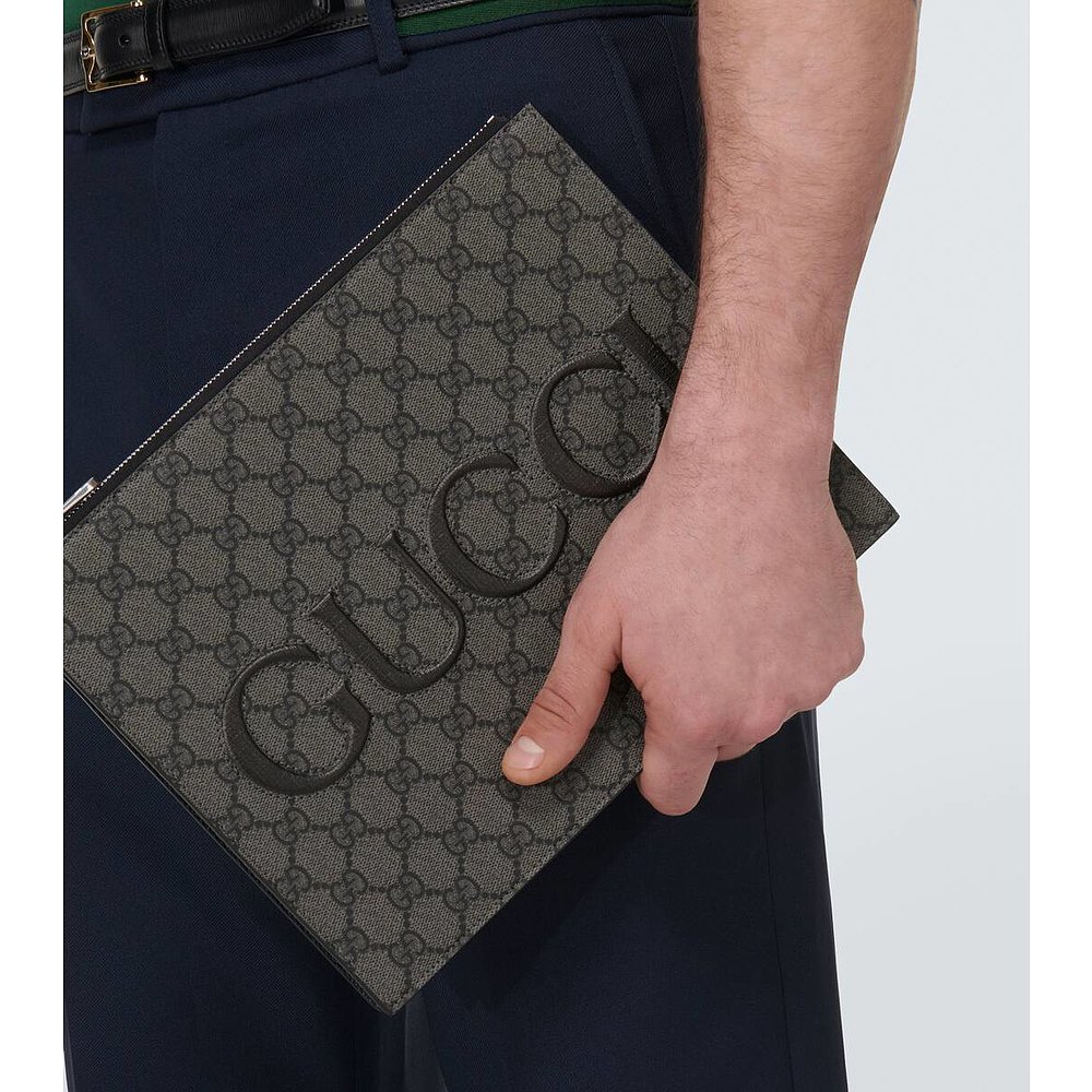 潮奢 Gucci 古驰 男士Gucci GG canvas pouch with strap 手拿包 - 图0