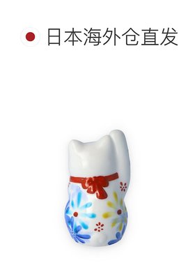 日本直邮九谷烧 招财猫 花宴 -utage- 蓝色（右手） / 黑藏窑摆饰