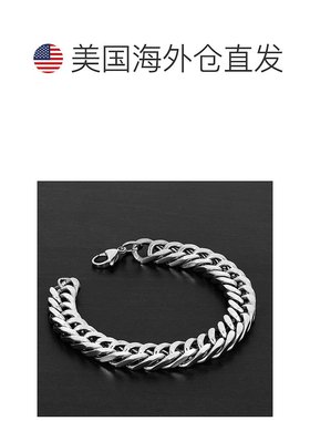 Crucible Los Angeles 抛光不锈钢锁链 10 毫米宽手链 - 银色 【