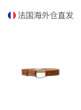 自营欧洲直邮Ralph Lauren拉夫劳伦 女士棕色皮革宽版马镫扣腰带