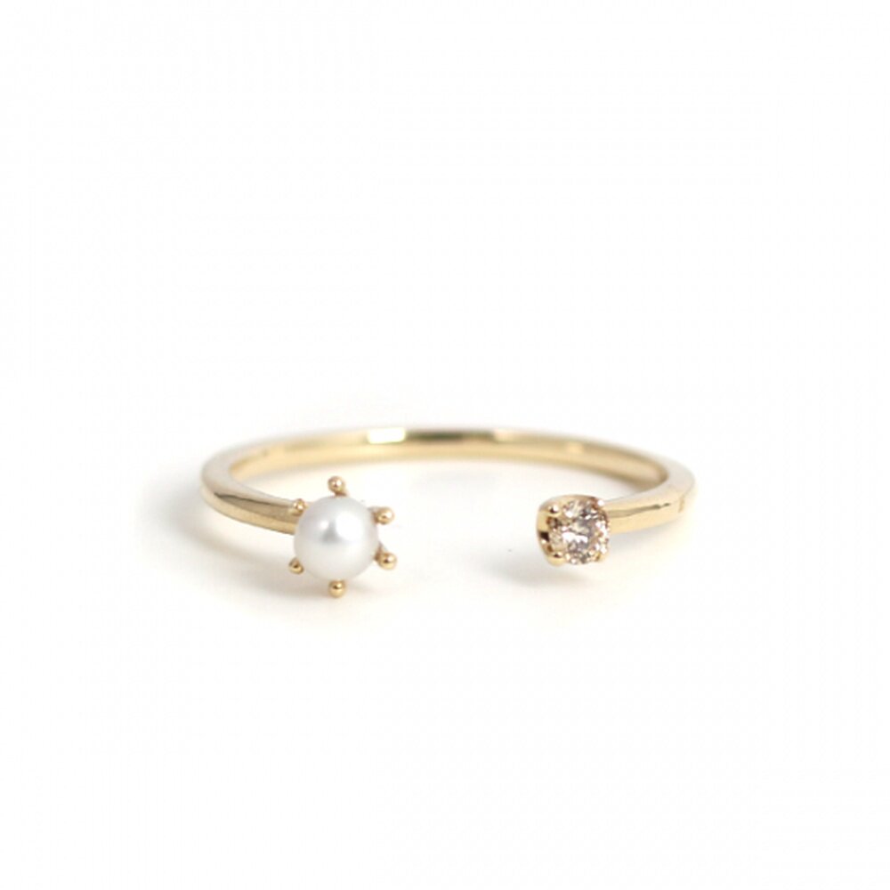1 hour refundable Japan direct mail cui-cui Freshwater Pearl Fragrant Diamond Ring K10YG 754543 Diamond Ring