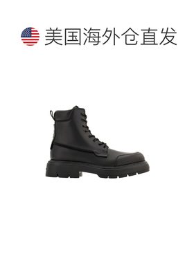 自营Salvatore Ferragamo Calfskin Lace-Up Men's Boots - black