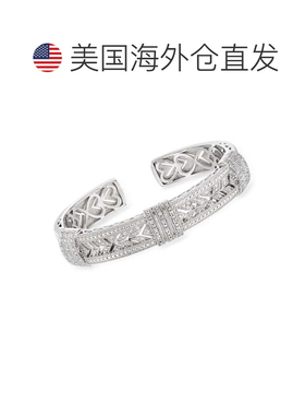 自营Ross-Simons Diamond Vintage-Style Cuff Bracelet in Sterl
