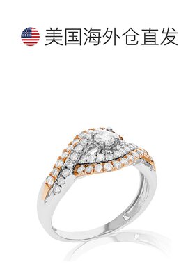 自营 vir jewels1 cttw 钻石婚礼订婚戒指套装 14K 白色玫瑰金曲