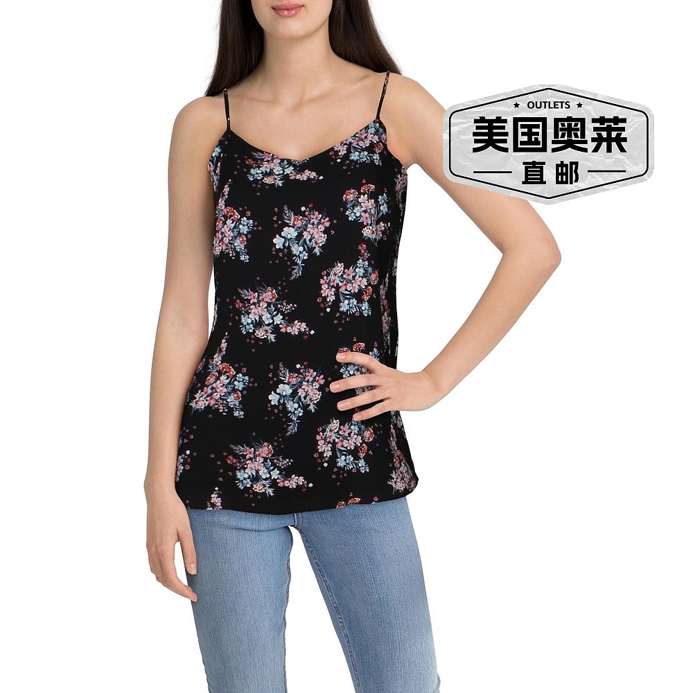 hippie roseJuniors Ditsy Chicks Womens V-Neck Tank Top - bla - 图0