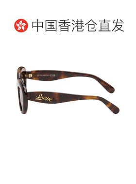 香港直邮LOEWE 罗意威 女士 棕色 Curvy Logo Cat-Eye 太阳镜 LW4