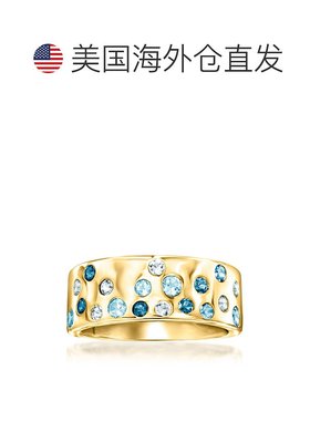 自营Ross-Simons Tonal Blue Topaz Ring in 18kt Gold Over Ster