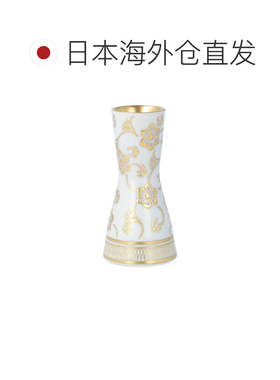 日本直邮九谷烧礼品包装小花瓶饰以金色宝物和阿拉伯纹饰白色纹理