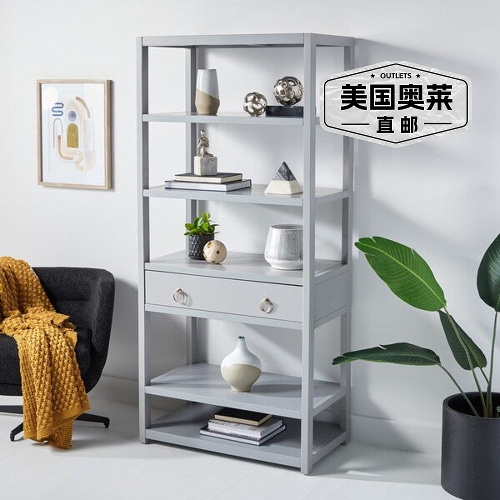 safaviehJohni 1 Drawer 5 Shelf Etagere - 灰色 【美国奥莱】直 - 图0