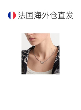 自营1h可退 欧洲直邮Dior 迪奥 Petit CD系列女士银色黄铜项链新