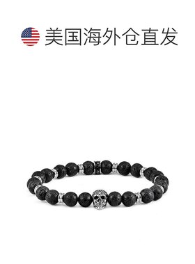 自营 Crucible Los Angeles 抛光不锈钢骷髅头和黑色 Lava Strech