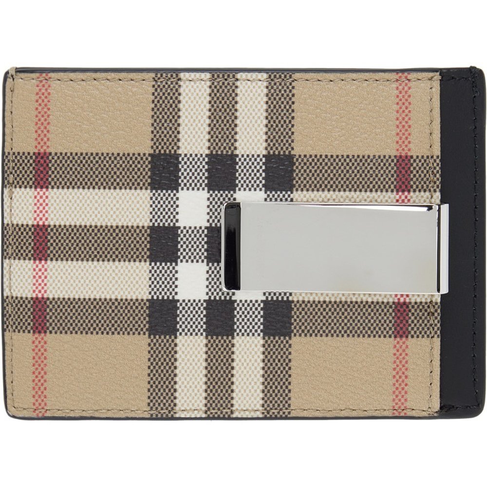 潮奢 Burberry 巴宝莉 男士驼色 Check Money Clip 卡包 - 图0