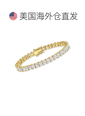 自营Ross-Simons 公主方形切割方晶锆石网球手链 18 克拉金镀在纯