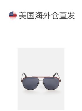 自营 guess彩色条纹金属飞行员太阳镜-黑色/红色 美国奥莱直发