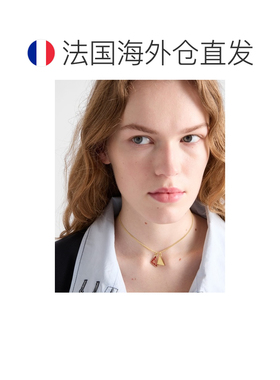 自营欧洲直邮Prada普拉达 女士金色/红色珐琅金属项链配饰吊坠