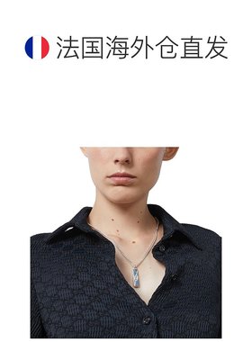 自营GUCCI/古驰 23新款男士银色斜纹竖版标牌双G银925项链
