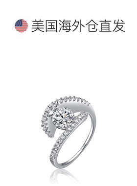 自营 GENEVIVE 925 纯银立方氧化锆密镶旁路戒指 - 银白色 美国奥
