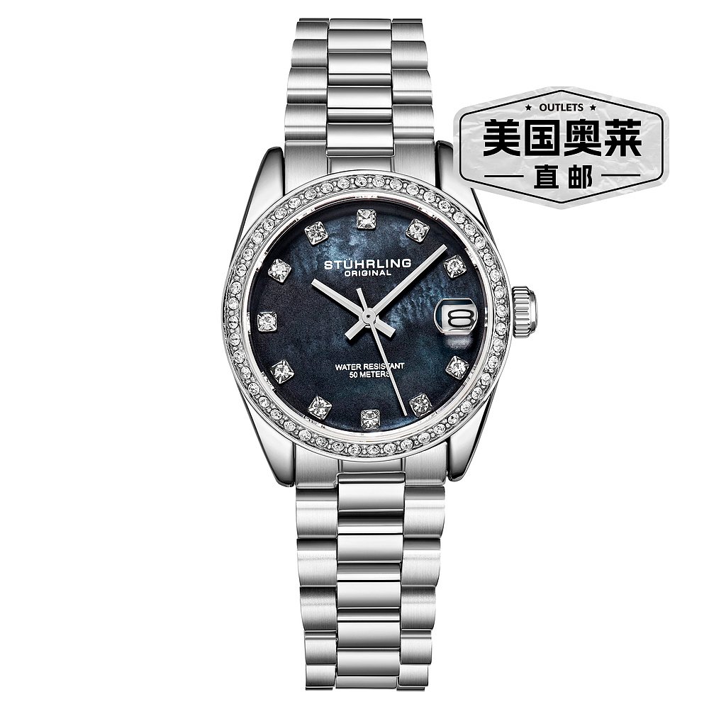 stuhrling originallineage 3936 石英 31mm 时尚 - 银色/黑色 【 - 图0