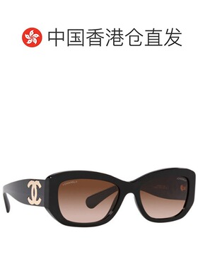 香港直邮CHANEL香奈儿 侧面字母 不规则形 太阳眼镜  黑色