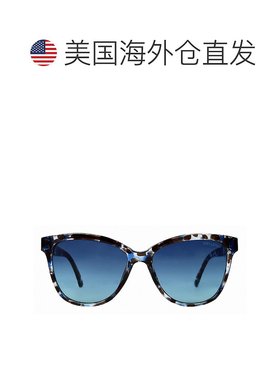 自营 Suzy Levian 女士蓝色玳瑁色方形镜片太阳镜 - 蓝色 美国奥