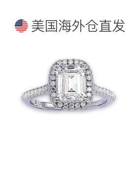 自营Suzy Levian 新娘纯银 Asscher-cut 白色立方氧化锆光环订婚
