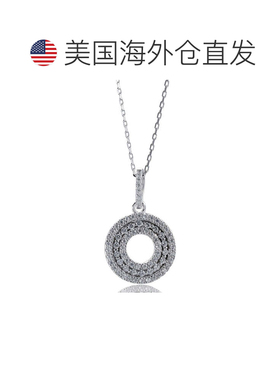 自营Suzy Levian 纯银立方氧化锆白色 3 排圆形吊坠 - 白色 美国