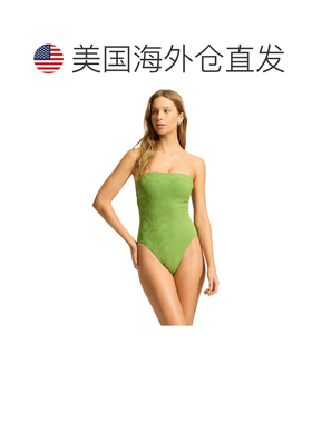 自营Women's Seafolly Oasis DD Bandeau One Piece Sage Tropica