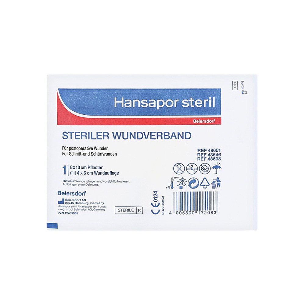 欧洲直邮Hansaplast汉莎术后创可贴透气抗敏1片（8cm*10cm）/包 - 图2