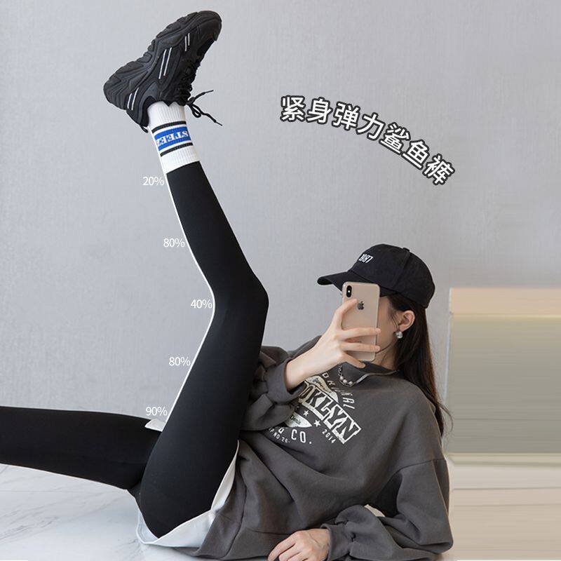 鲨鱼皮打底裤女裤子提臀裤瑜伽芭比运动裤