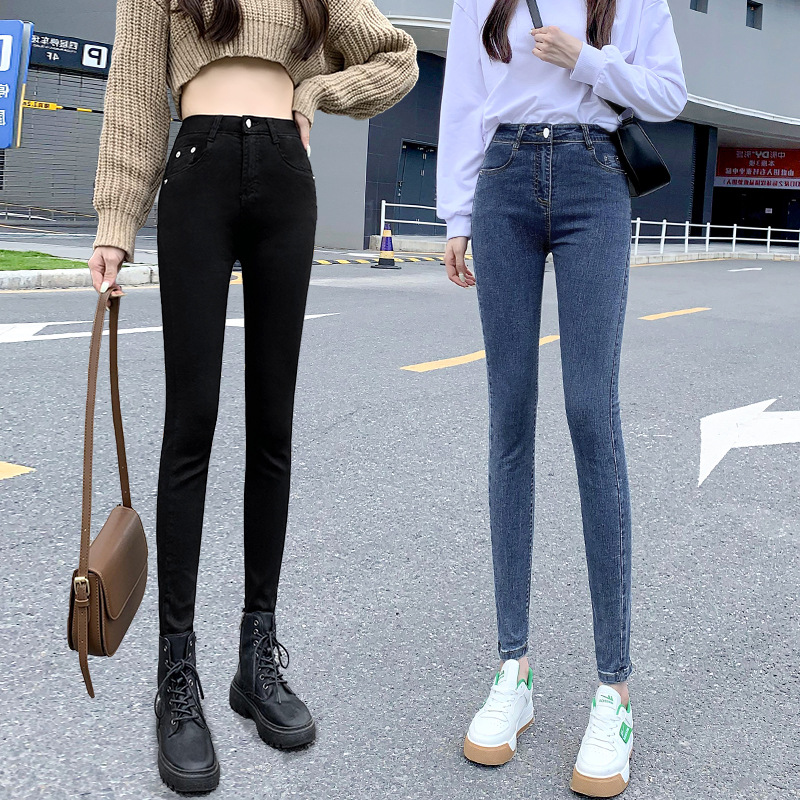 九分裤牛仔裤高腰显瘦紧身小脚裤女