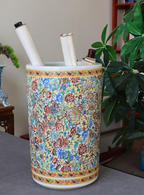 仿古景德镇客厅书房百花箭筒花瓶