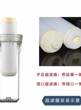 净水器滤芯10寸净水壶平口插入式UF净水机中空纤维超滤滤瓶过滤器