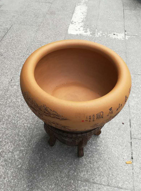 紫砂金鱼缸厘米底座