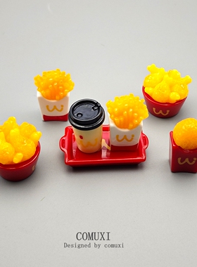 微缩写实薯条炸鸡桶树脂摆件