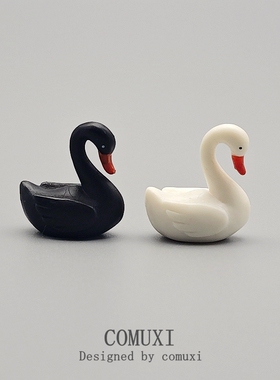 迷你版小号手办玩偶PVC黑白天鹅