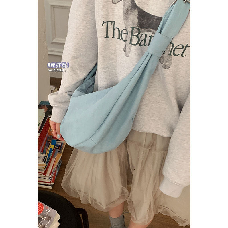 学院风牛仔帆布包包女2025新款潮时尚韩国马鞍包休闲大容量斜挎包,淘宝优惠券,粉丝福利购,淘宝优惠卷