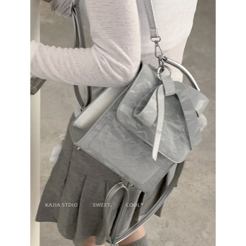 Bow Knot Backpack ແມ່ຍິງ 2024 ໃຫມ່ Trendy Fashion College Style Backpack Versatile Portable School Bag Travel Bag