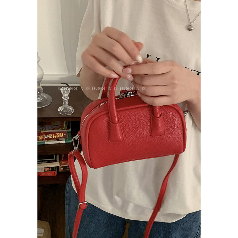 韩国手提保龄球包包女2025新款潮夏季新款荔枝纹贝壳包百搭斜挎包,淘宝优惠券,粉丝福利购,淘宝优惠卷