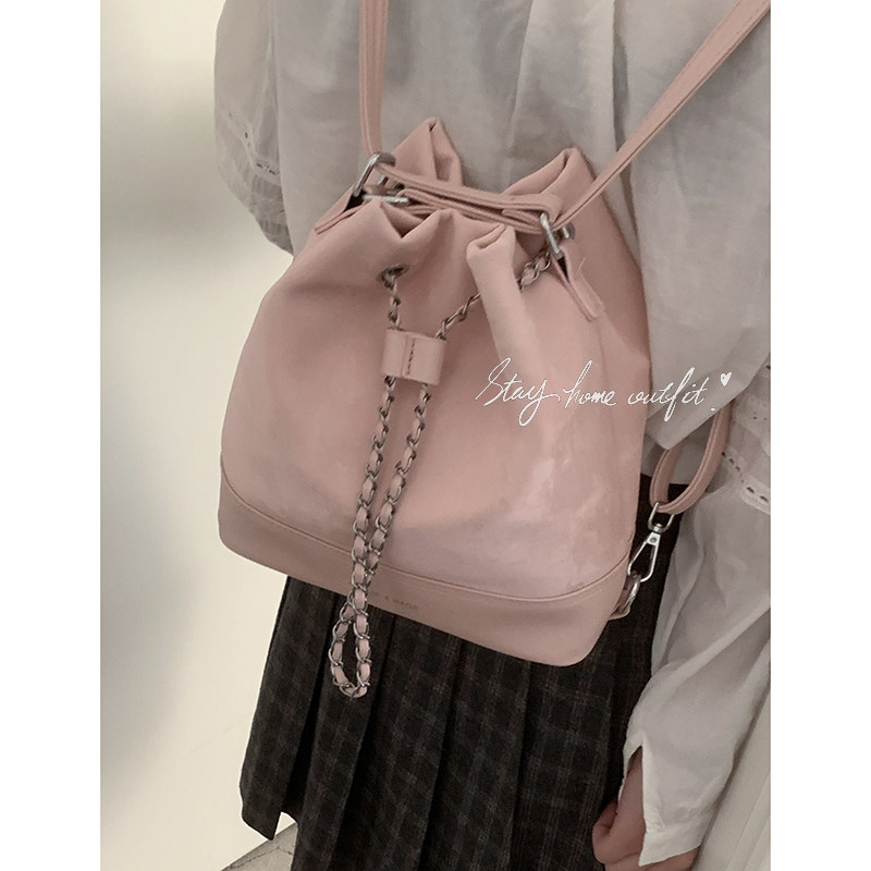 韩国小众双肩包包女士2024新款潮时尚链条水桶包高级洋气腋下包,淘宝优惠券,粉丝福利购,淘宝优惠卷