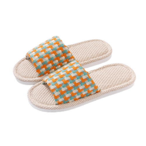 亚麻拖鞋女夏季室内家居吸汗居家防滑春秋四季家用地板棉麻凉拖男 - 图0