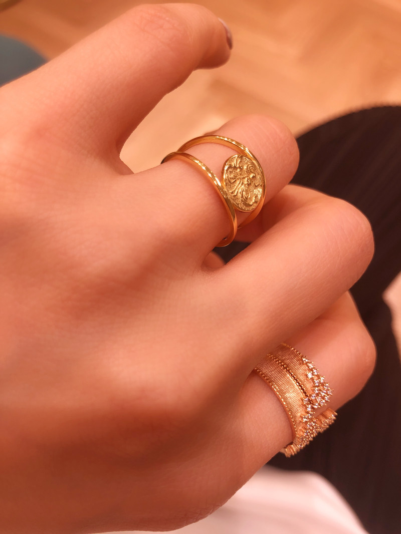 网红ins风小众纯银镀金币开口戒指 香家从黄昏起飞戒指/指环