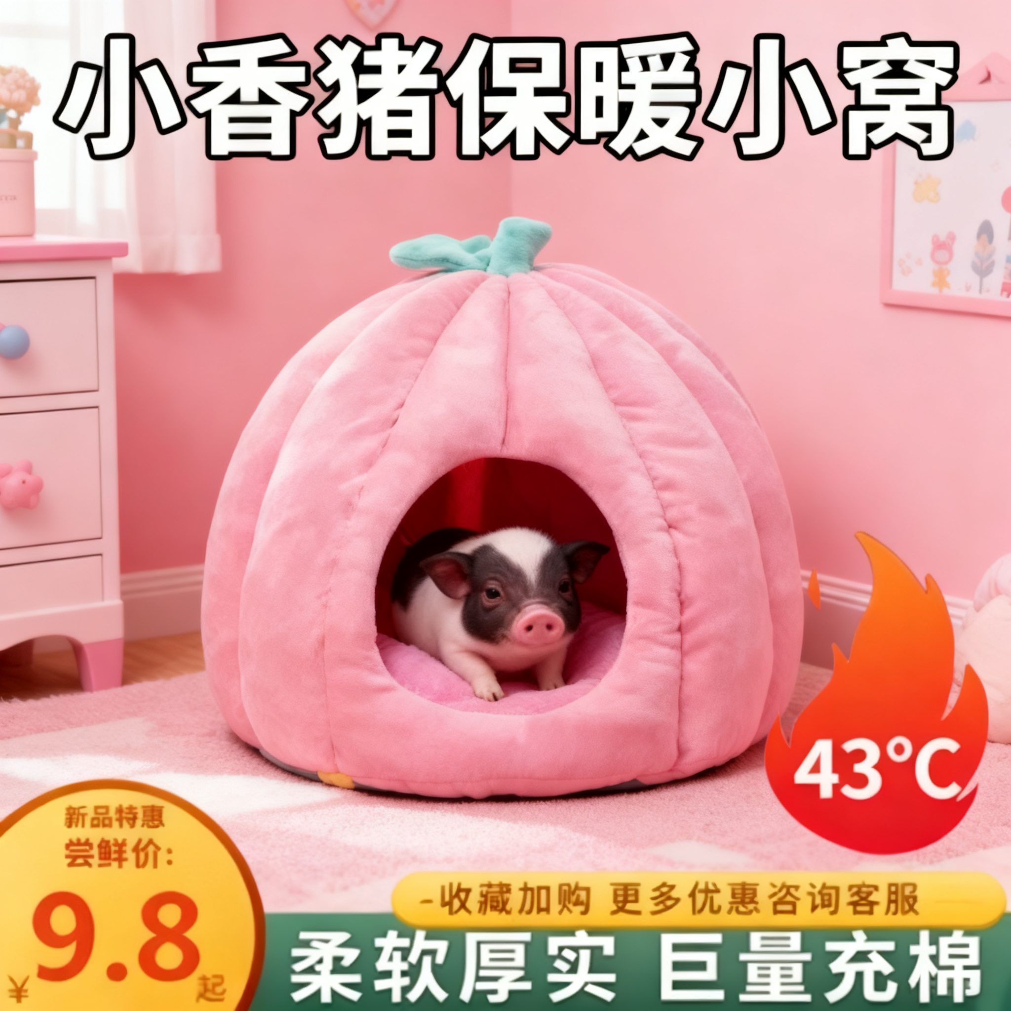小香猪保暖窝睡觉的床冬天养宠物猪的室内宠物窝防寒冷大号小猪窝,淘宝优惠券,粉丝福利购,淘宝优惠卷