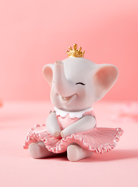 可爱风芭蕾小象蛋糕烘焙装饰摆件