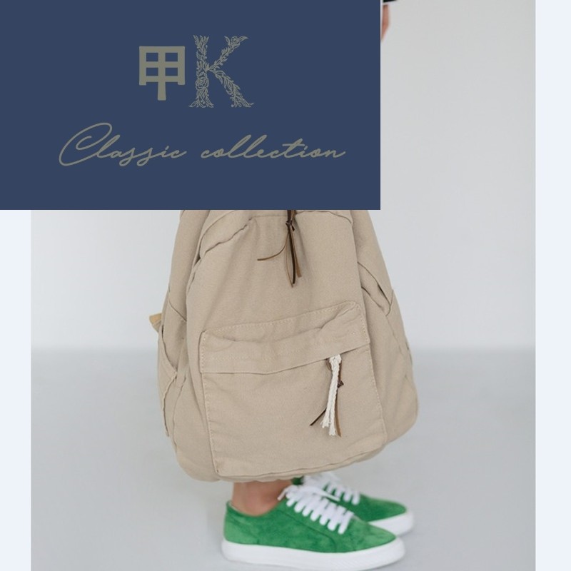 甲美式休闲复古文艺帆布双肩包 甲k双肩背包