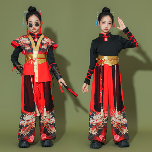 六一儿童演出服国潮古典舞走秀舞蹈服男童中国风女童新中式汉服飒 - 图2