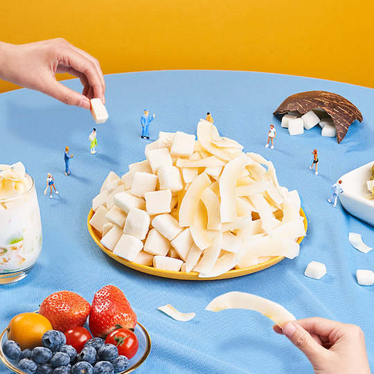 每果时光椰子片脆片500g椰子角香烤椰子肉脆块特产烘焙休闲小零食