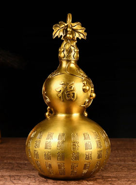 百纳源铜葫芦摆件大号玄关葫芦摆件铜百福葫芦客厅装饰品4#百福葫
