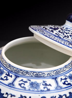 傲世（aoshi）景德镇陶瓷器中式仿古青花瓷茶叶罐客厅摆件家居装