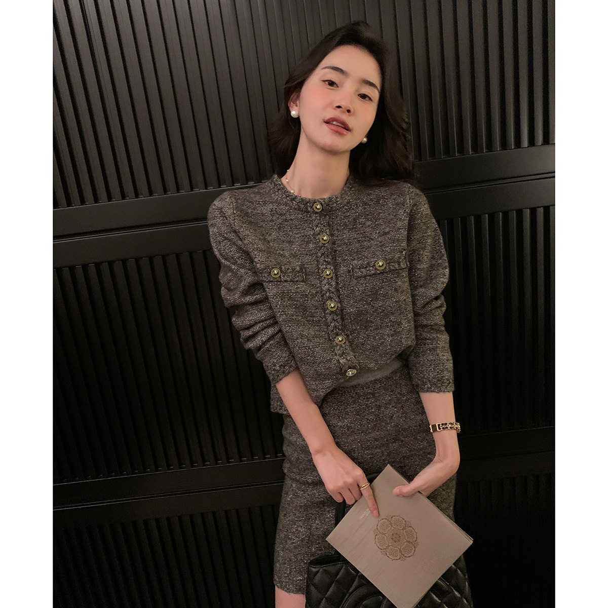 PRISCA LICKYSENIO 纸醉金迷 小香套装女短外套半身裙两件套,淘宝优惠券,粉丝福利购,淘宝优惠卷